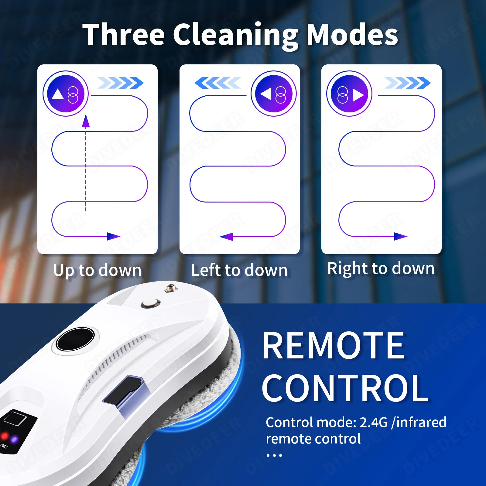 DIVEDEER مُنظف نوافذ روبوت رذاذ الماء وظيفة رذاذ الماء الأوتوماتيكية المضادة للسقوط الزجاج المغناطيسي آلة التنظيف المنزلية الذكية #2