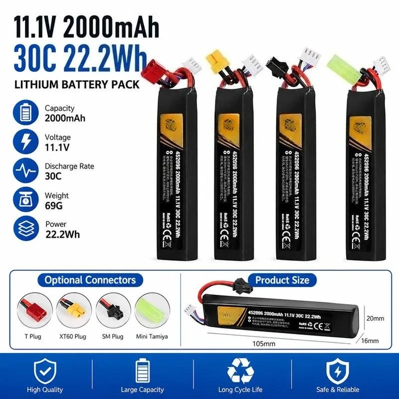 for Water Bullet Battery 11.1V 2000mAh 3S Lithium Battery Version Toy Stock Core Battery Wholesale
