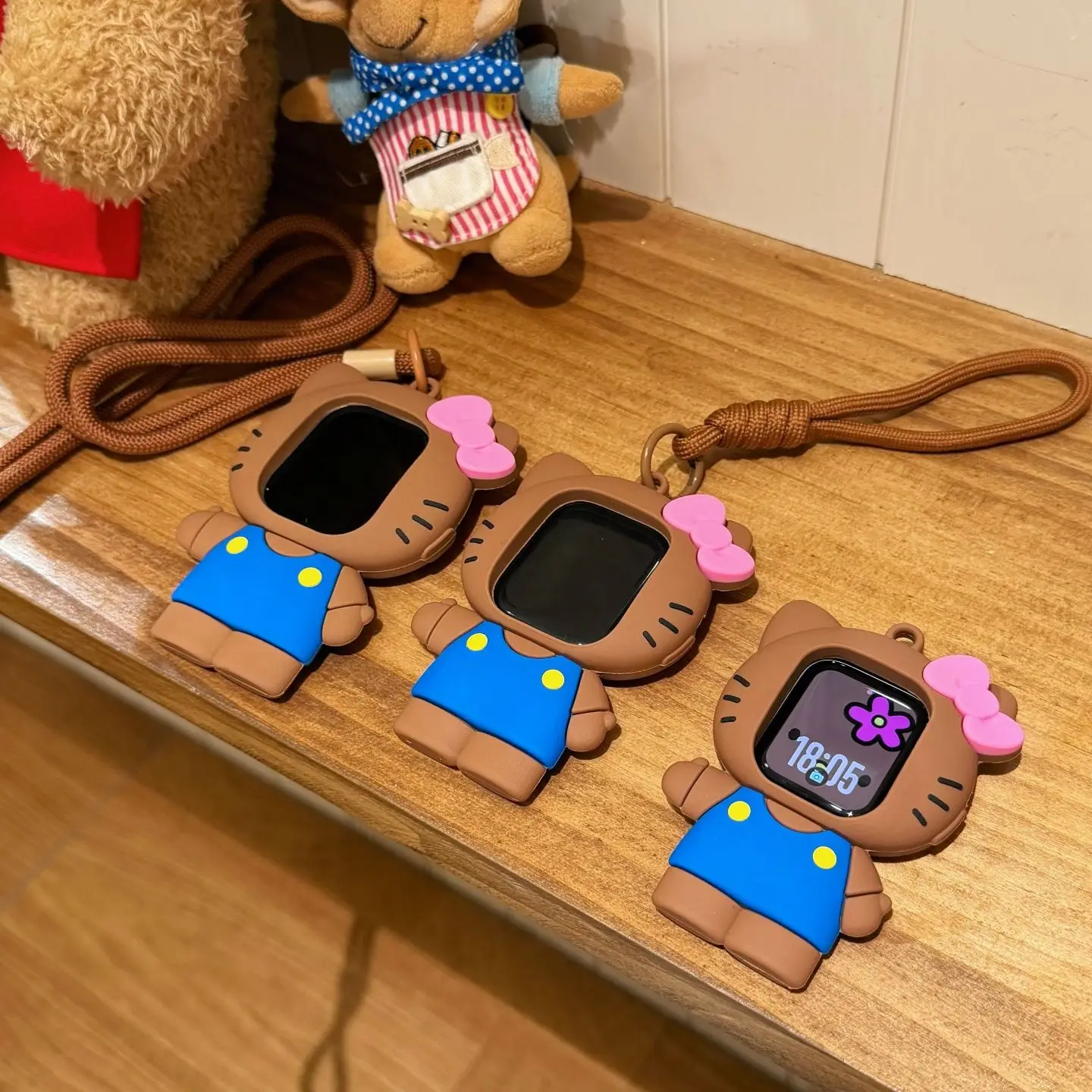 Anime Sanrio Black Skin Hello Kitty Silicone Watch Band For Apple Watch Series 1-8 S10 SE3 Iwatch Ultra2 Cute Cartoon Lovely New