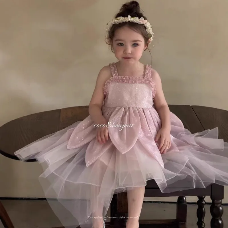 2025 Gonna canotta per nuove ragazze Gonna estiva con cinturino per bambini Abito estivo per neonate Abito da principessa per bambini