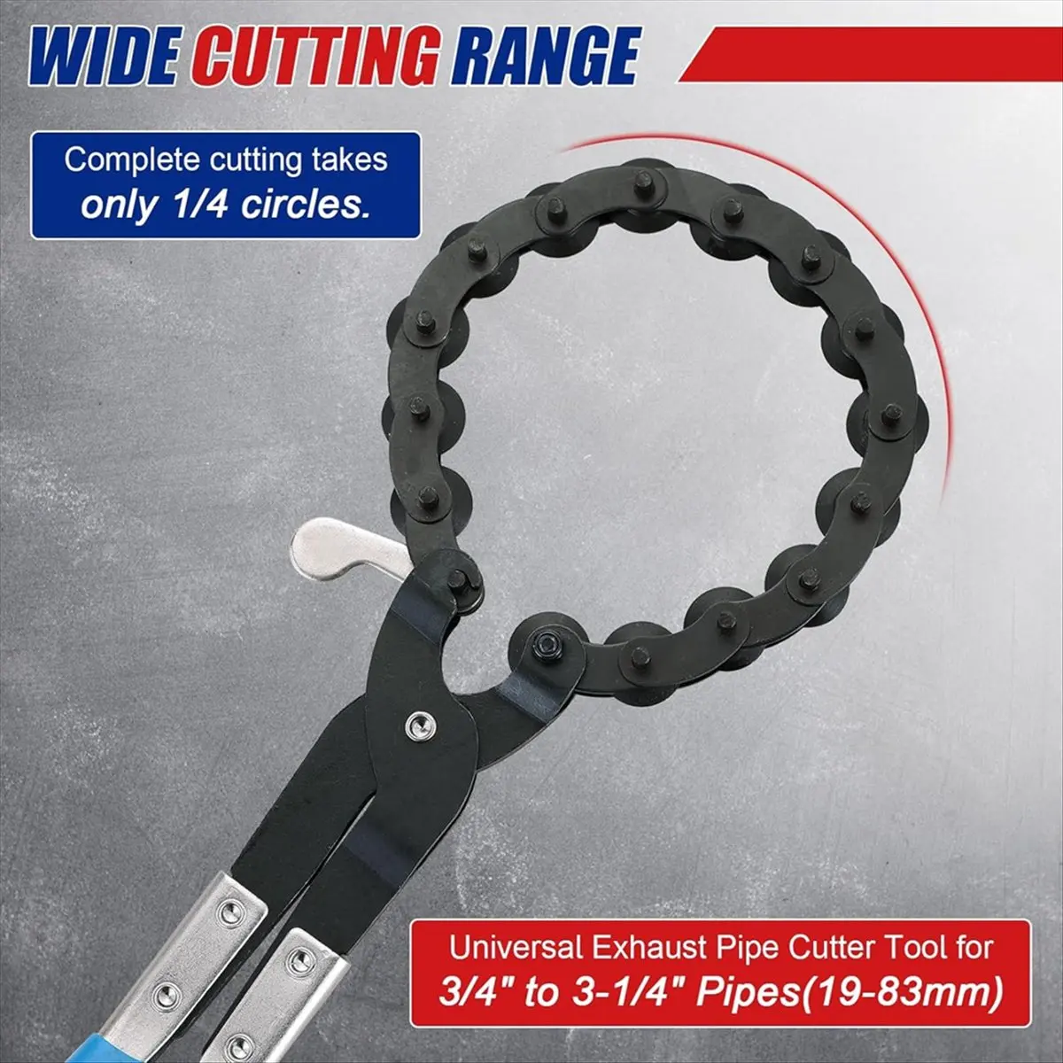 Top Sale Universal Exhaust Pipe Cutter Tool for 3/4 in to 3-1/4 in Pipes Chain Muffler Cutter - Perfect for on & Off Vehicle Use
