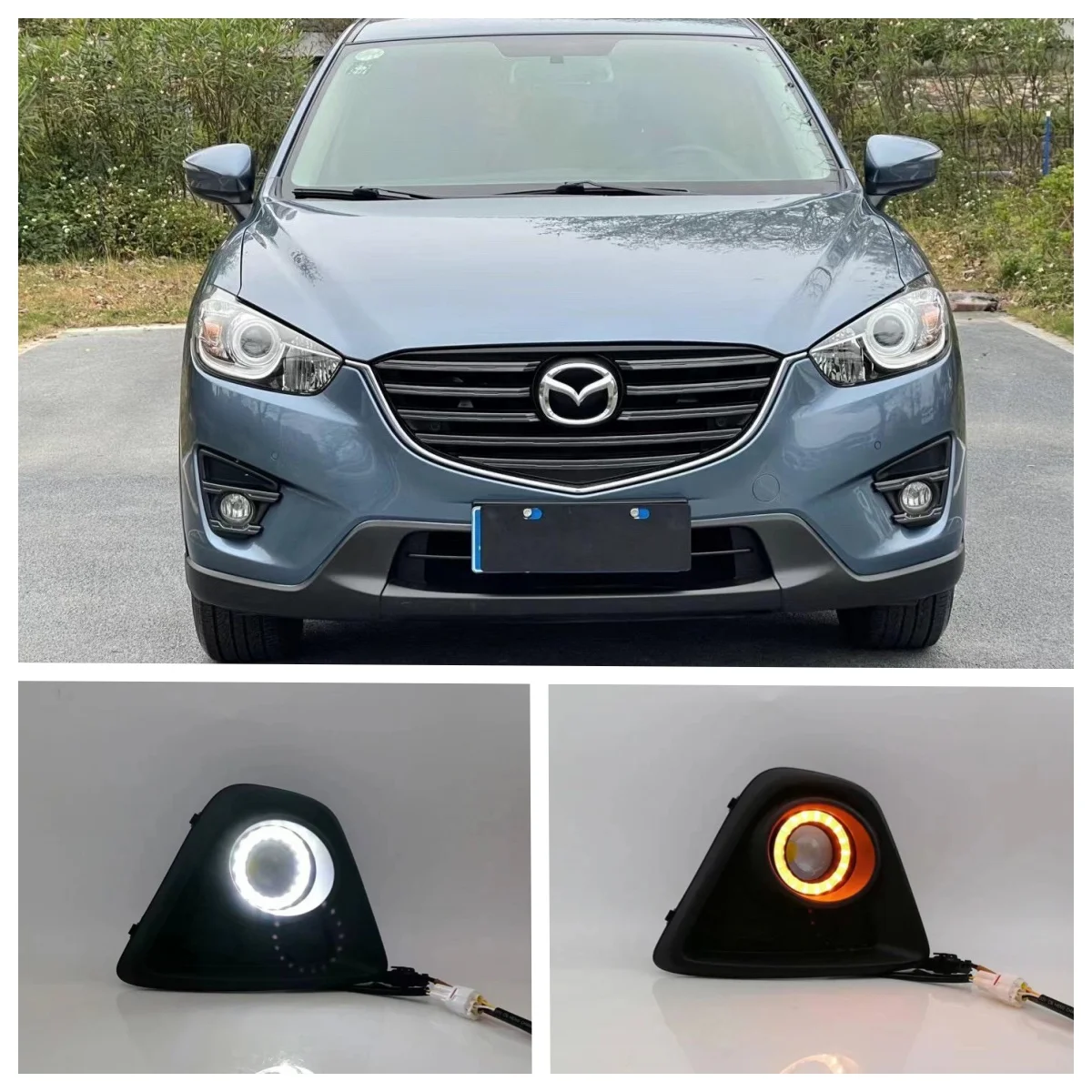 LED Angel Eye Fog Light Assembly Kit For Mazda CX5 CX-5  2012 2013 2014 2015 2016  Dual Color Angel Eye Daytime Running Lights Lamp DRL Daylight Driving Accessories Kits