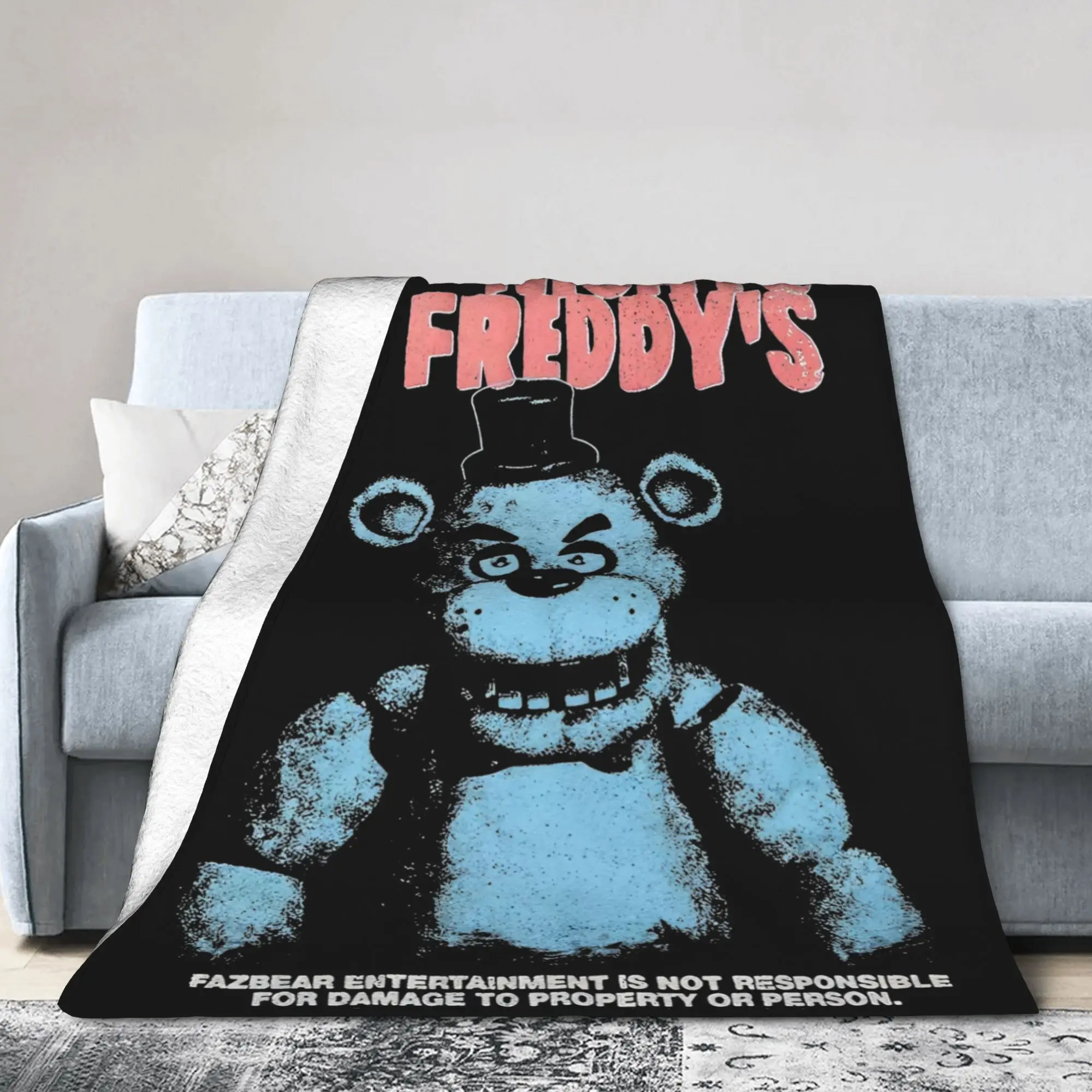 Five Nights Blanket Flannel Decoration Horror Halloween Portable Lightweight Thin Throw Blanket for Bed Outdoor Rug Piece