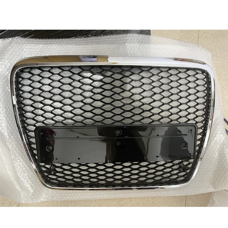 All Black or Fully Plated Front Bumper Honeycomb Grill For Audi A6 C6 2006-2011 without emblem