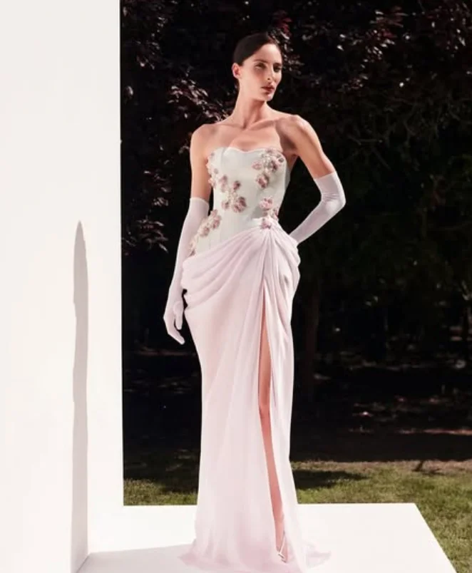Alta calidad, personalizado, hasta el suelo, arrugado, escote en forma de corazón, rosa, sin mangas, flor, corte en A, con cuentas, Kleider Damen, elegante, فسات