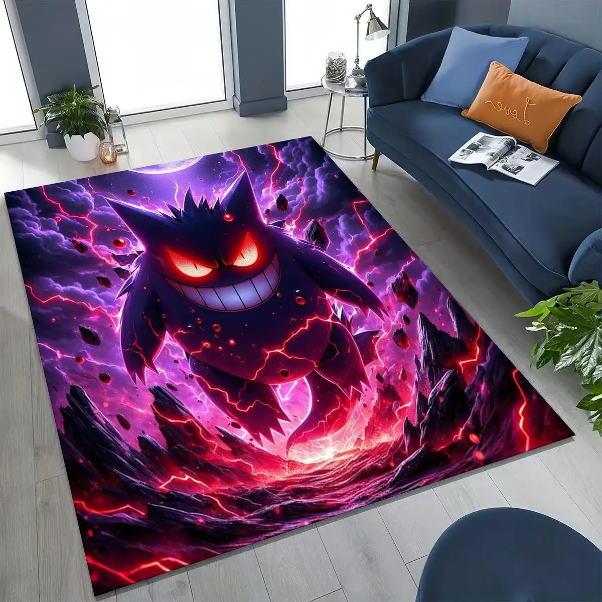 

27 Style Gengar Pokemon Cartoon Rug for Bedroom Living Room Sofa Home Doormat Decor, Large Kids Play Non-slip Floor Mat Gift