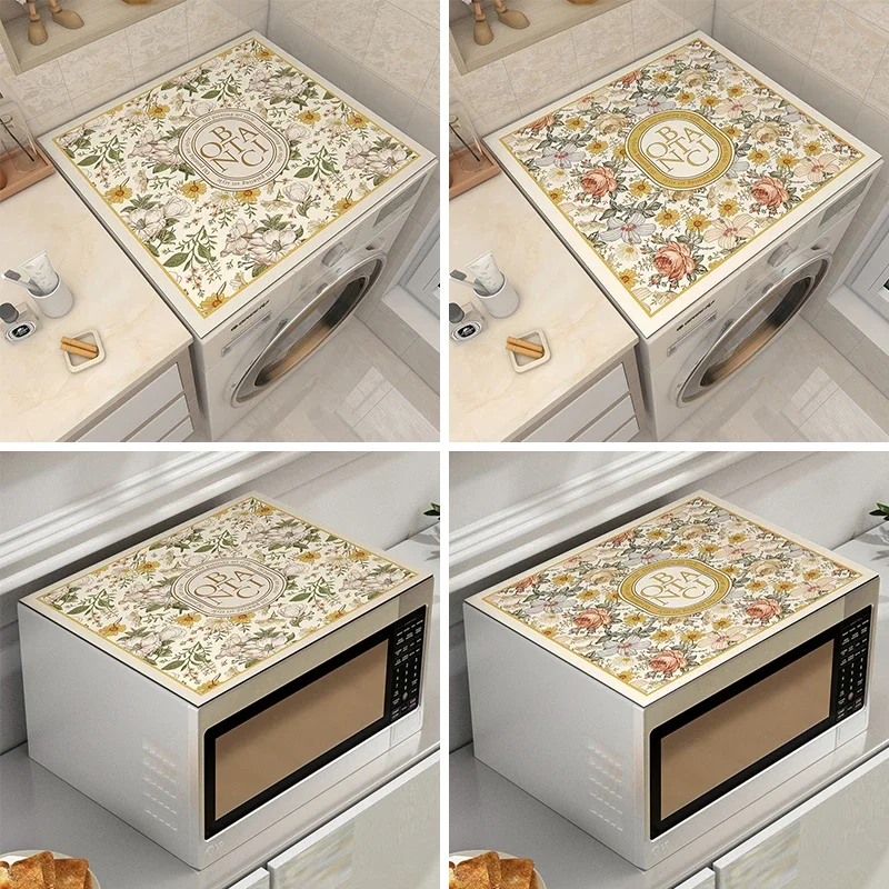 Retro Printed Washing Machine Cover Refrigerator Dust Pad Microwave Fridge Protecor Dry Mat Decorative Table Cloth Home Decor