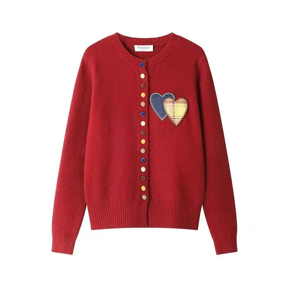 

Новый однотонный кардиган, женский свободный тонкий весенне-осенний повседневный пальто Love Color, дизайн с пряжкой, вязаный свитер-джокер, пальто