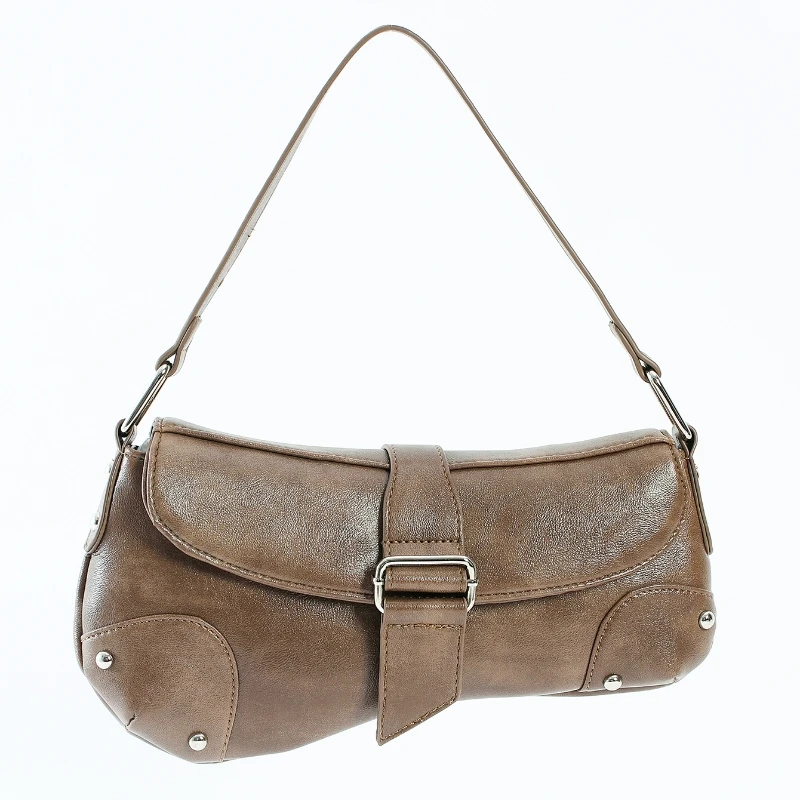 

Масляная восковая кожаная нерегулярная сумка в стиле ретро, сумка на одно плечо из искусственной кожи для женщин, мотоциклетная сумка Y2K для повседневного использования, вечеринок