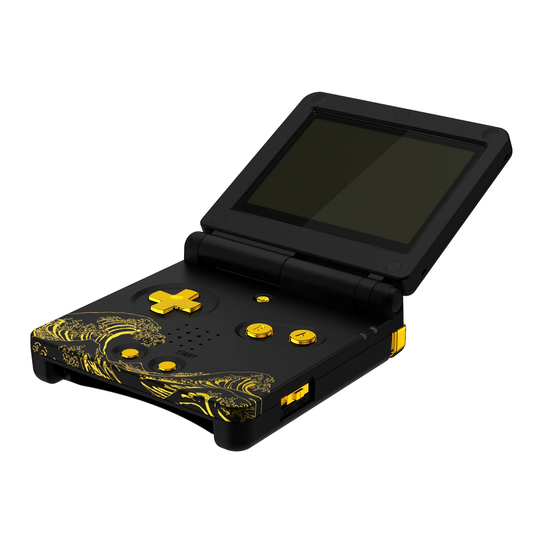 

eXtremeRate Replacement Housing Shell for Gameboy Advance SP (GBA SP) - The Great GOLDEN Wave Off Kanagawa - Black