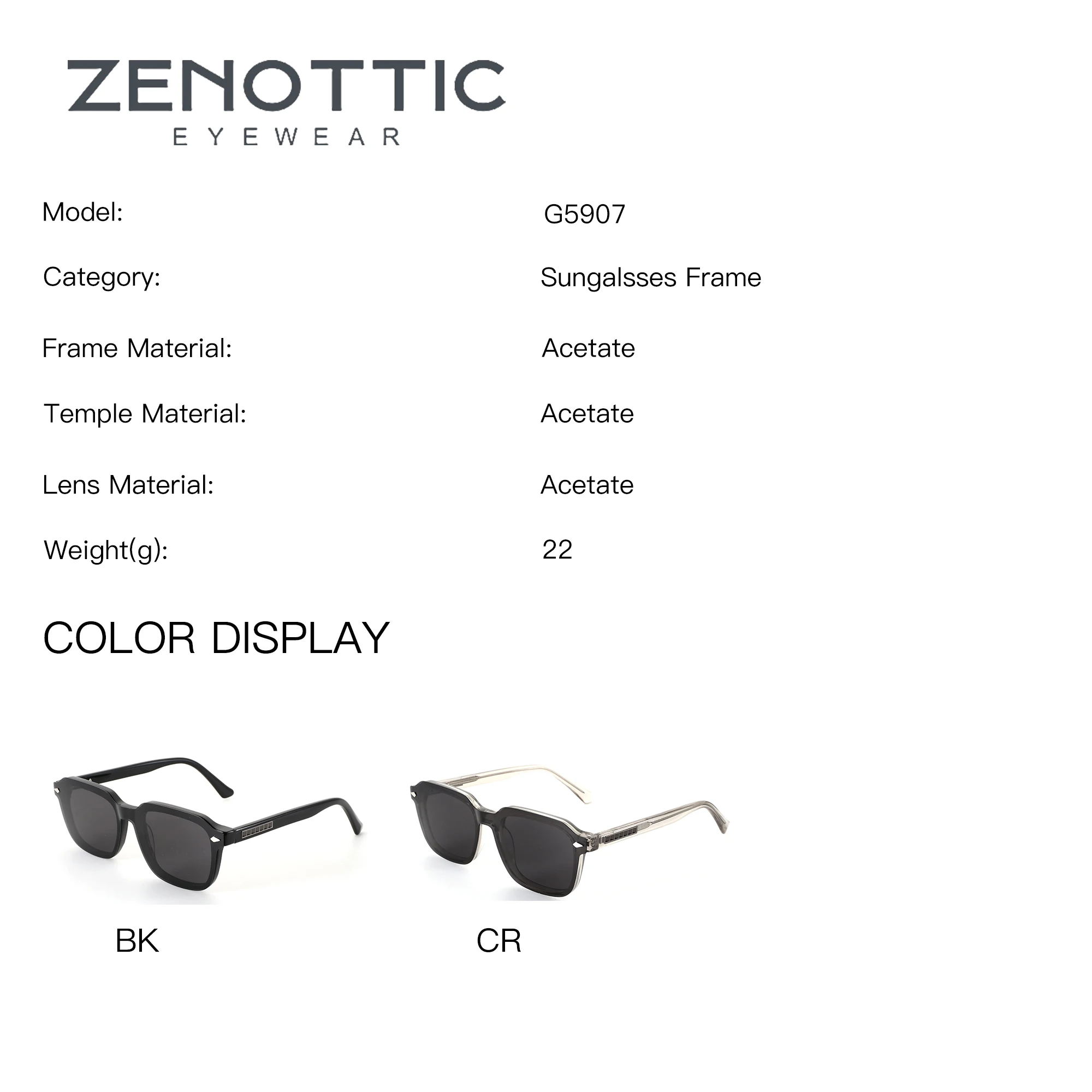 ZENOTTIC Rectangle Acetate Clip on Medical Prescription Glasses For Men Magnetic Polarized Progressive UV400 Sun Glasses Eyewear