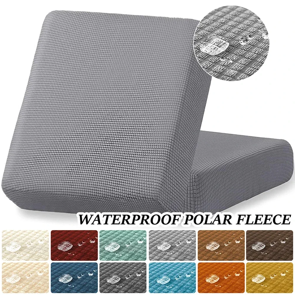 Waterproof Sofa Seat Cushion Cover Jacquard Polar Fleece Sofa Covers Elastic Removable Couch Cover Pets Kids Furniture Protector