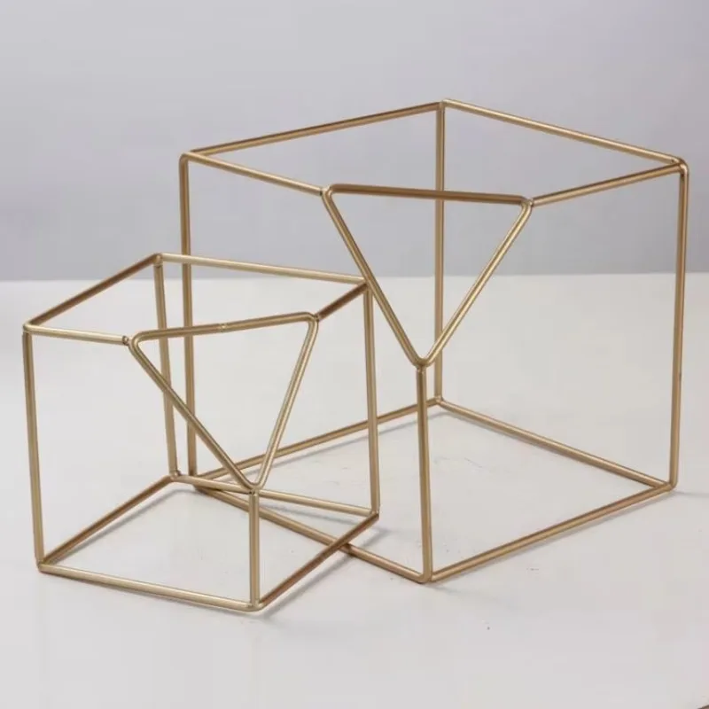 Contemporary Decor Geometric  Home Decor Ornaments Accessories Gold Hollow Out Metal Frame Home Decoration