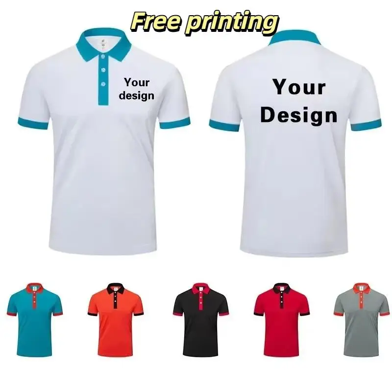 Summer Men's Color Blocked Lapel Polo Shirt Customize Personalized Printed Logo Design DIY Employee Group Activity Workwear Top