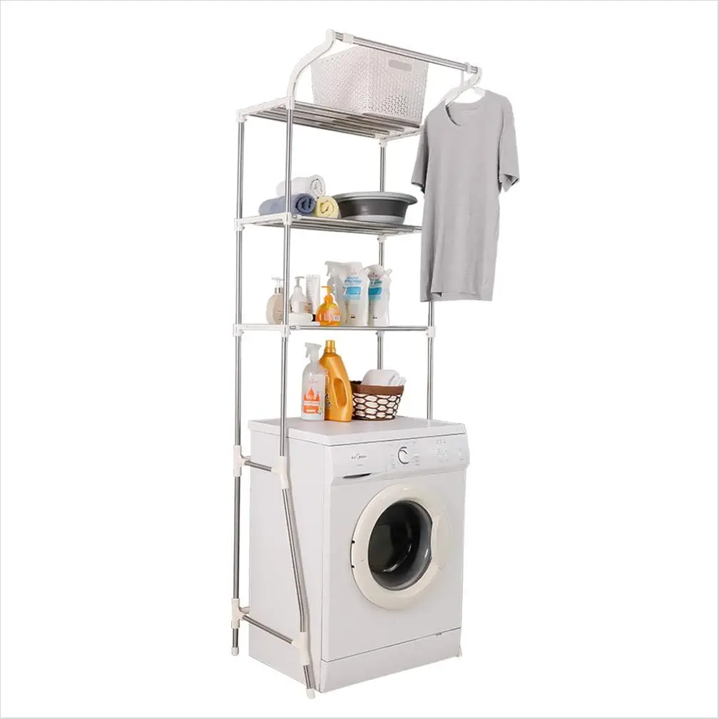 

3-Tier Laundry Room Shelf Over The Toilet/Washing Hine Storage Ra Bathroom Organizer Stand Adjustable Space Saver Shelving
