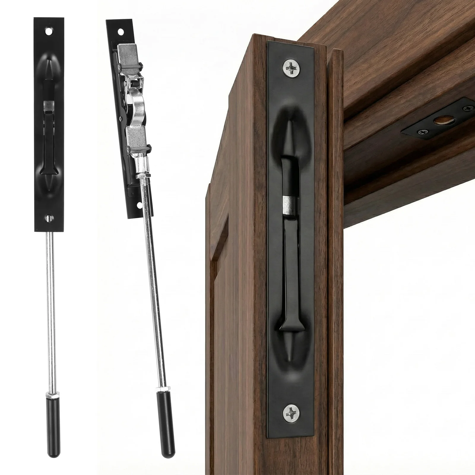 

10Pcs Lever-Type Extend Bolt Lock with Rod Lever Extension Flush Bolt 10In for Composite Doors/Wood Doors/Double Doors