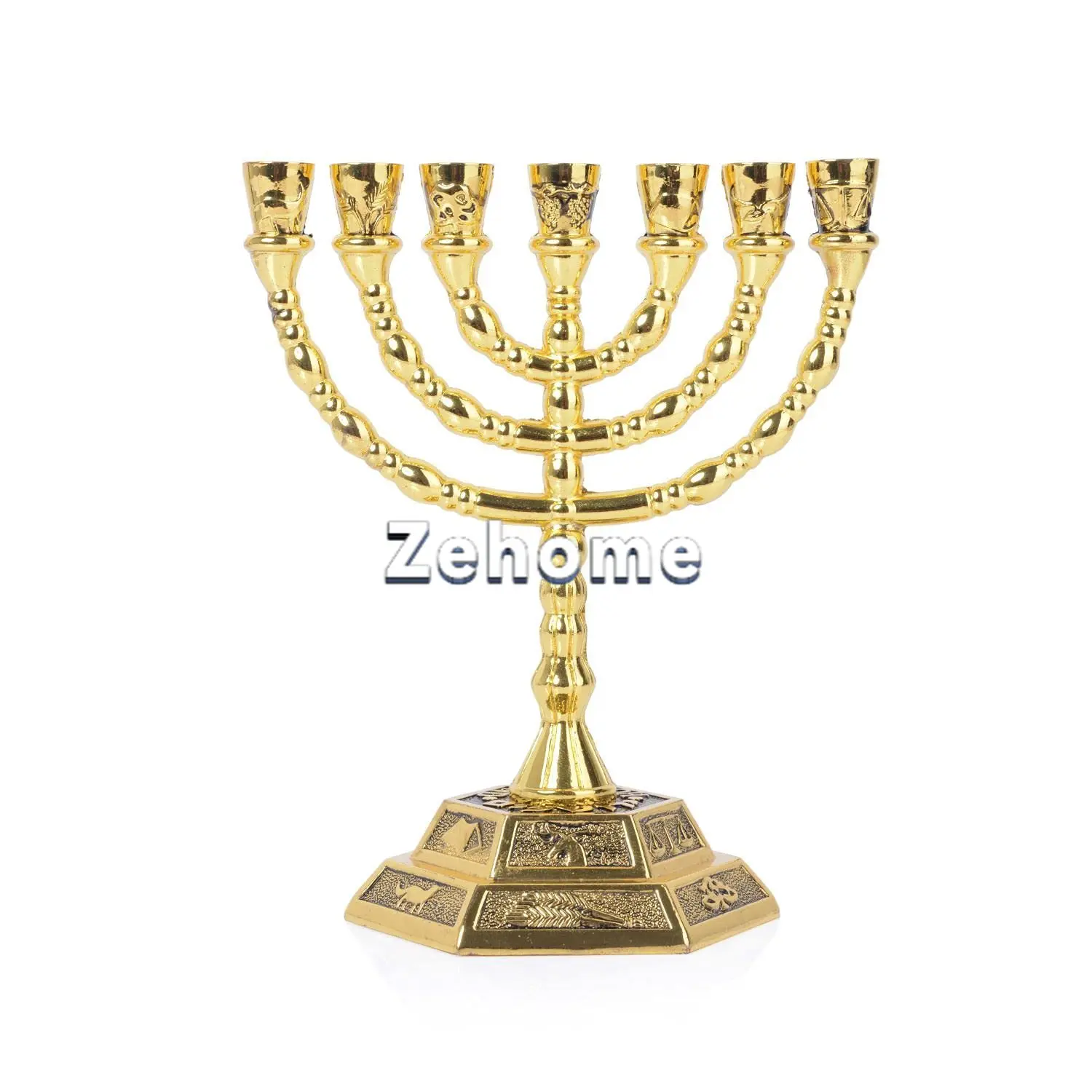 Spot zinc alloy gift gold lamp holder metal ornament 7 heads Israeli gold lamp holder candle holder menorah