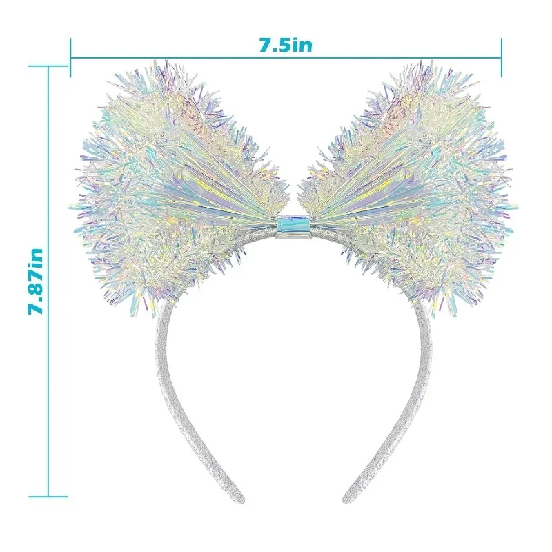 Headband Hair Band White Silver  Headdress - Glitter Cosplay Hair Accessories for Women Girls Christmas Halloween Party