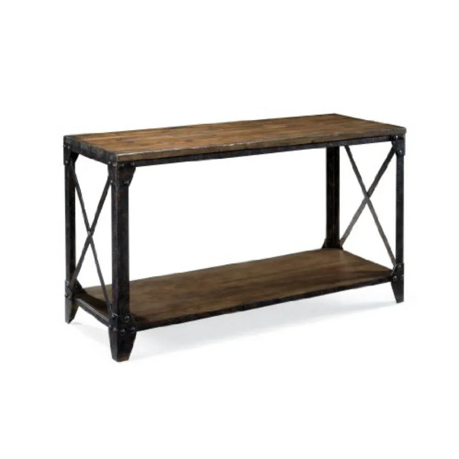 

T1755 Pinebrook Distressed Natural Pine Wood Rectangular Sofa Table