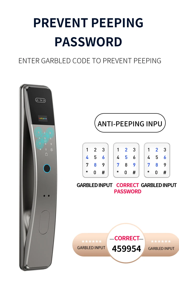 Tuya Wifi Camera Video Intercom Lock App Remote Unlocking Digital Electronic Biometrics  With Screen Smart Lock