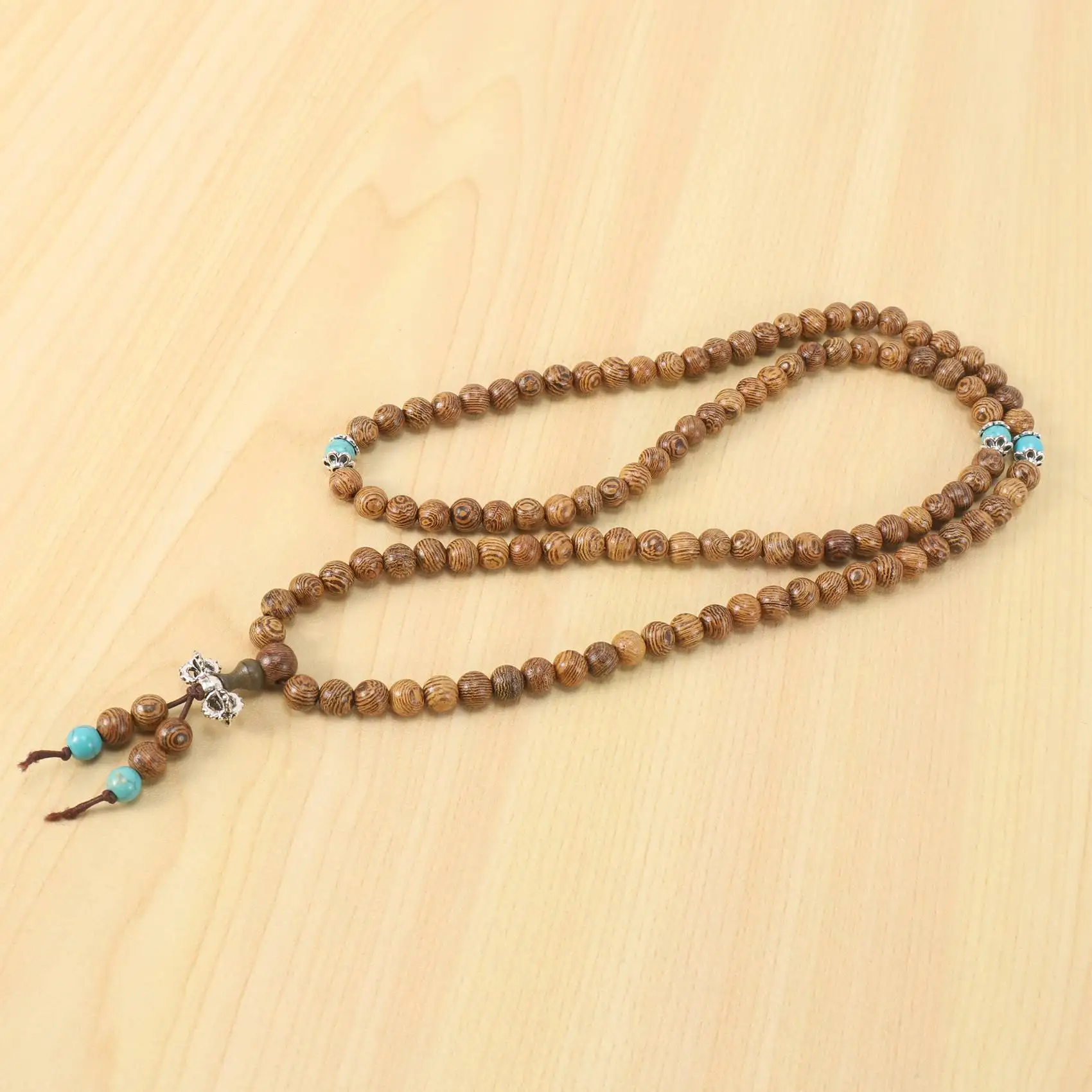 ABQR NUOVA collana con bracciale con perline di preghiera per meditazione Buddha buddista in legno di sandalo 108