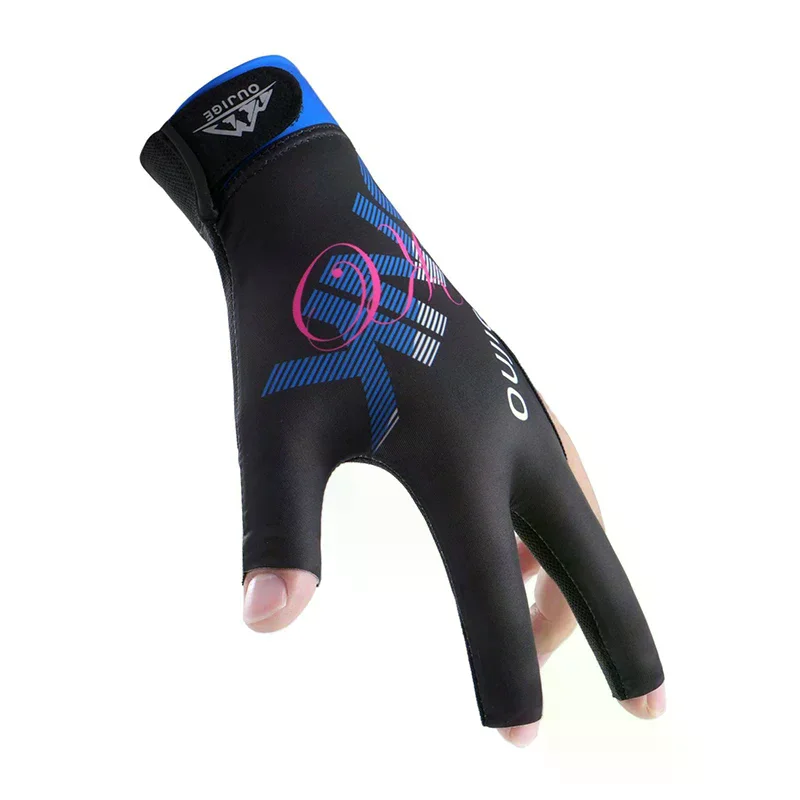 Billiards Glove Left Right Hand Three Finger Billiard Glove Wear-resistant Non Slip Stickers Elasticity Billiard Training Gloves