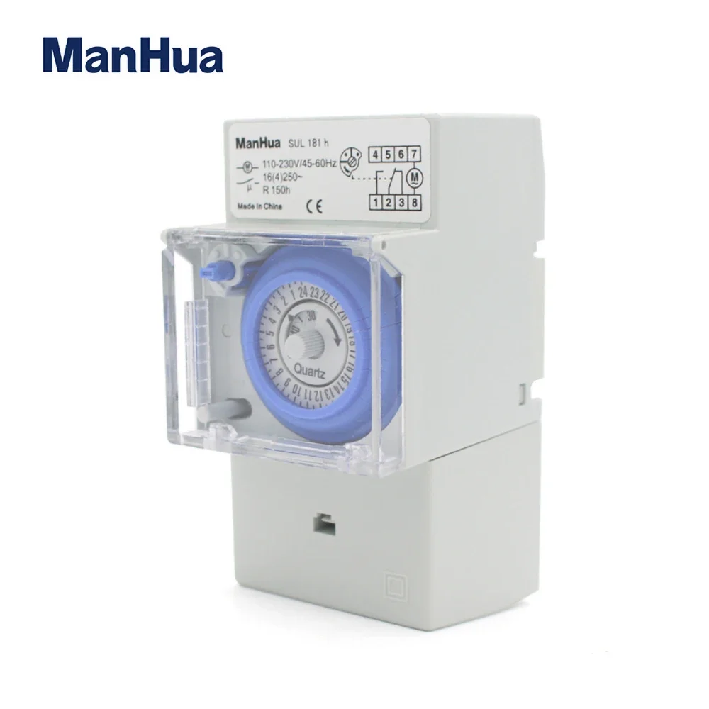 ManHua SUL181H 220VAC 16A 24 HOURSanalogue Mechanical Timing Time Control Switch  Power Reserve 150 Hours 48 ON/OFF