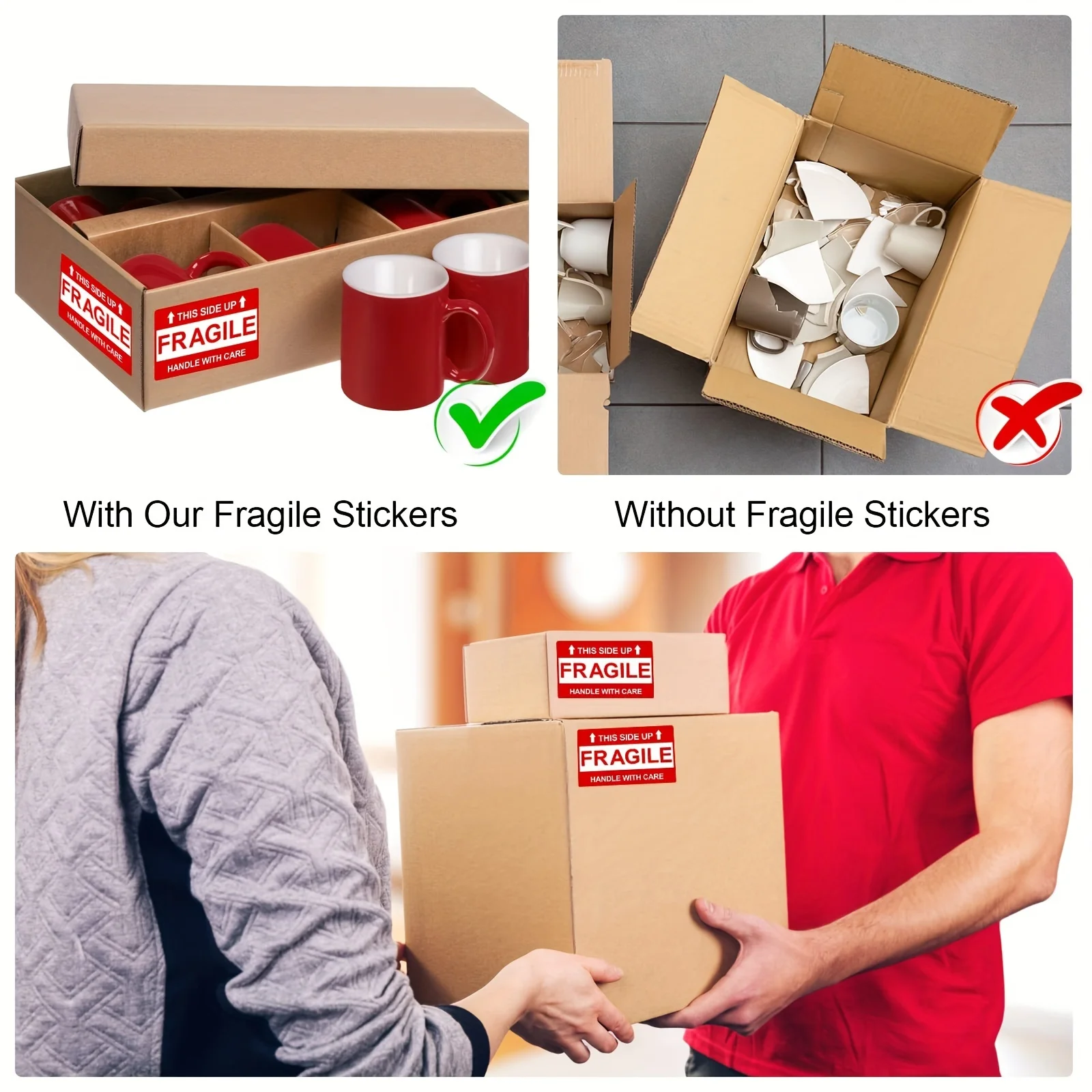 120 Pieces Fragile Stickers, Strong Adhesive Fragile Labels, Careful Handling Stickers for Transportation, Fragile Stickers for