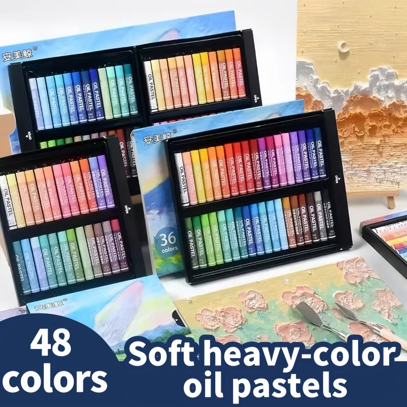 Ensemble de pastels à l'huile professionnels doux, 12/24/36/48 couleurs, crayons de qualité artiste à forte pigmentation pour le mélange et la superposition, fournitures de peinture