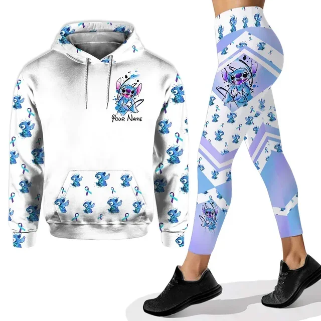 Disney Christmas Stitch 3D Hoodie Women\'s Hoodie Set Stitch Yoga Pants Sweatpants Women\'s Yoga Hoodie Leggings Fashion Tracksuit