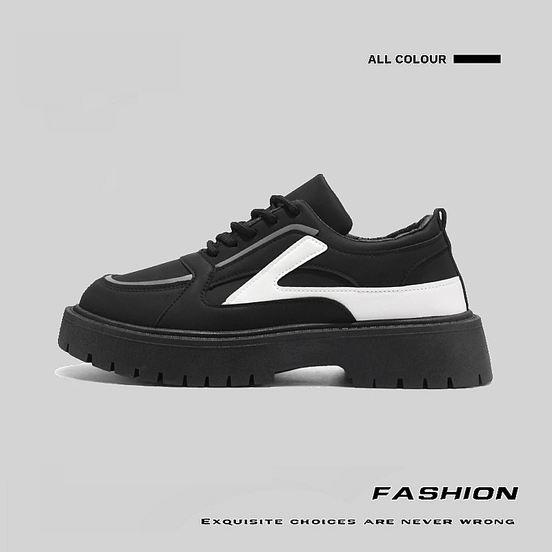 

2026 Men's British Style Derby Shoes, Thick Sole Elevated Black Big Head Loafers, Business Casual Daily Wear Shoes