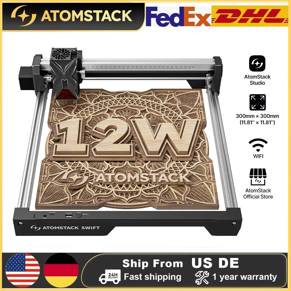 

ATOMS TACK 12W Лазерная резка материалов с гравировкой, ручная работа, DIY, идеальный подарок на Рождество, 300x300, новинка