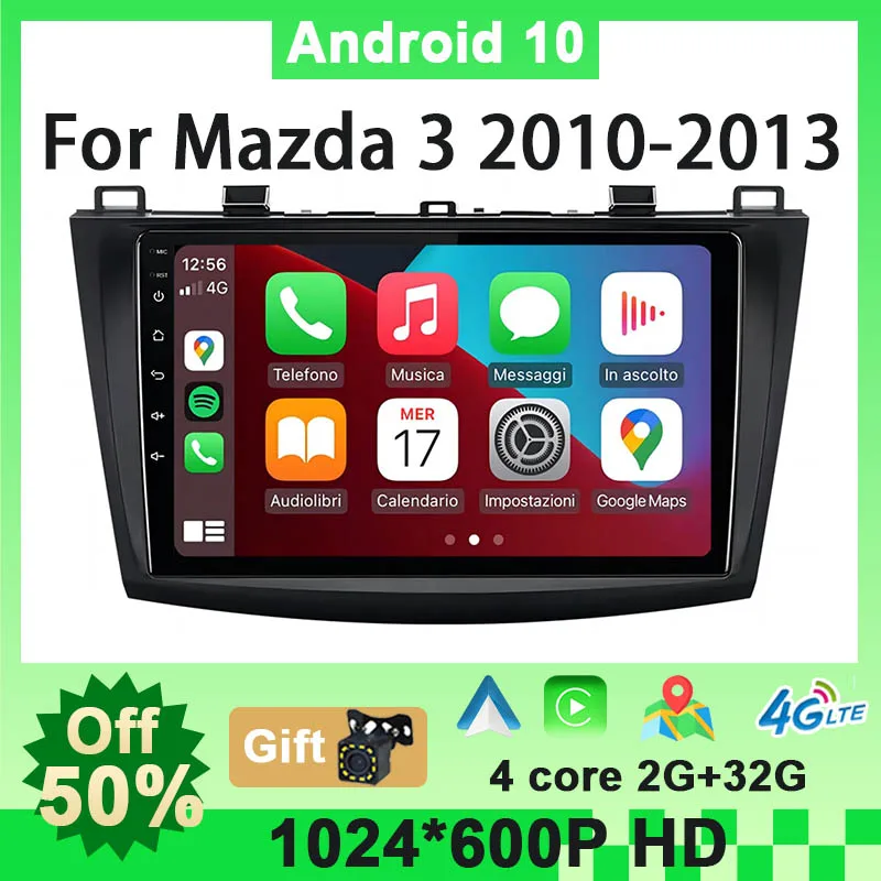 New Style Android 10 Multimedia Video Player for Mazda 3 2009 - 2013 Car Radio GPS Navigation Carplay Auto DVD Head Unit 2 Din