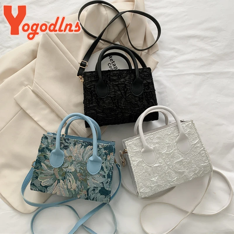 Yogodlns Floral Graphic Satchel Bag For Women Fashion Mini Square Bag Fashion Portable Handbag Designer Shoulder Crossbody Bags