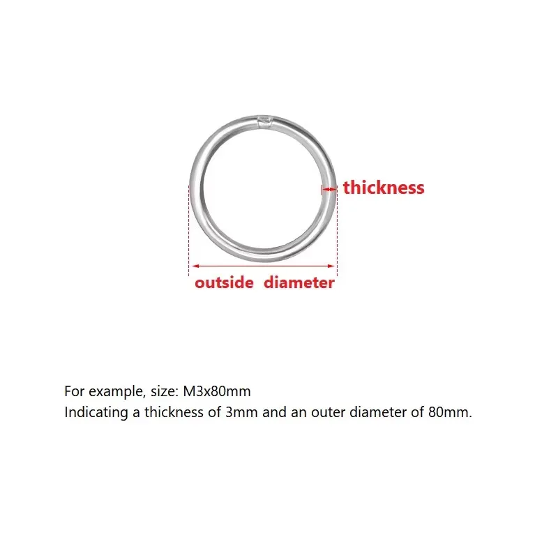 1~5Pcs 304 Stainless Steel Welded O Ring 15mm~500mm Outer Diameter 3/4/5/6/8/10/12mm Thickness Strapping Welded Round Rings