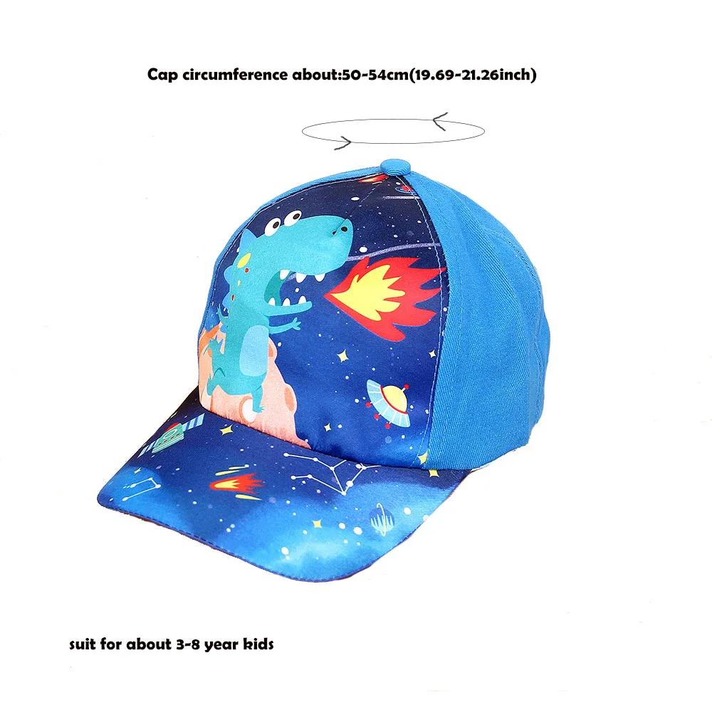 Unicorn Baseball Caps Digger Dinosaur Print Peaked Hat Boys Girls Cute Cartoon Sun Protection Sun Hats For Kids 3-8 Years