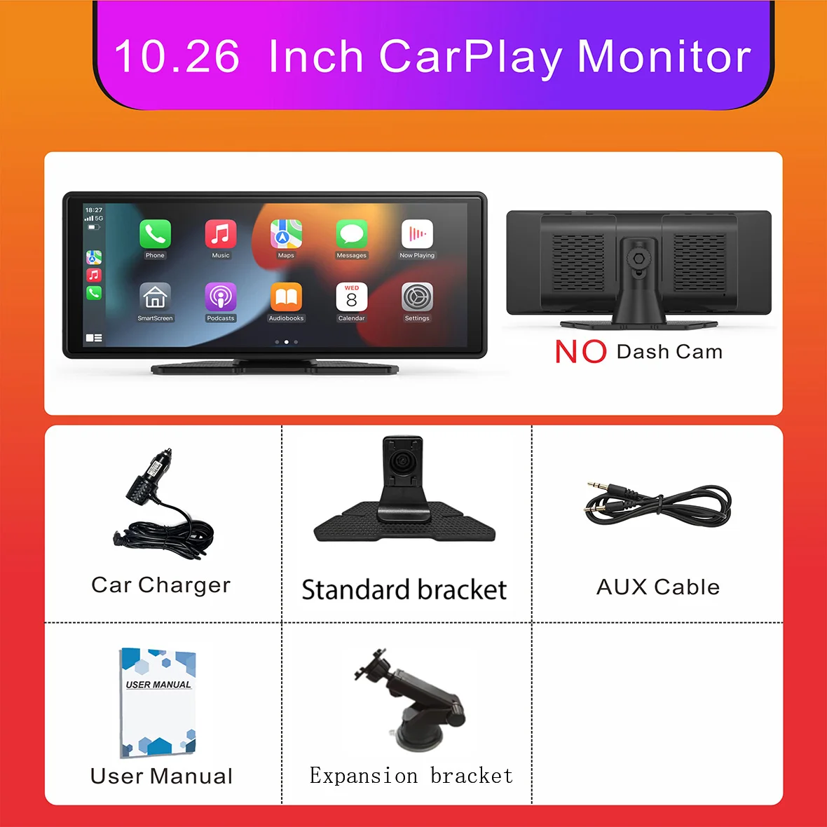 10.26 inch Car Mirror Radio Multimedia Video Player Universal Wireless Carplay Android Auto IPS Screen With Bluetooth FM AUX - view 4