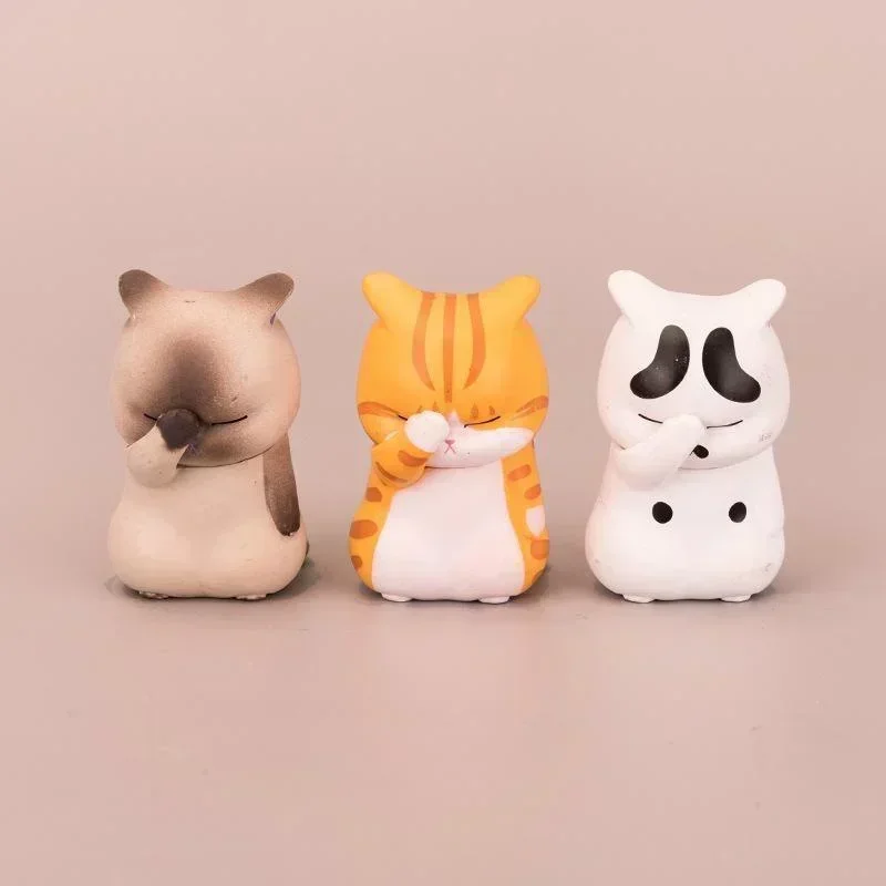 Home Creative Decor Crafts Pet Cat Figurine Model Toys Kawaii Distressful Kitten Cats Figure Mini Animals Ornament Kid Xmas Gift