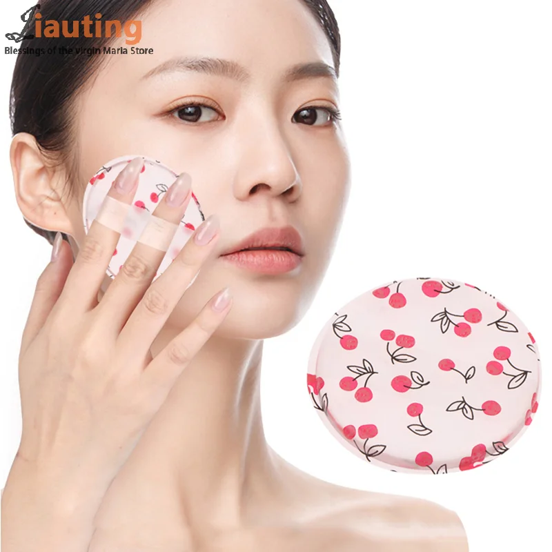1/2 pçs cereja impressão silicone gel pó puff esponja rosto esconder cosméticos puff acessórios para fundação creme sem pó