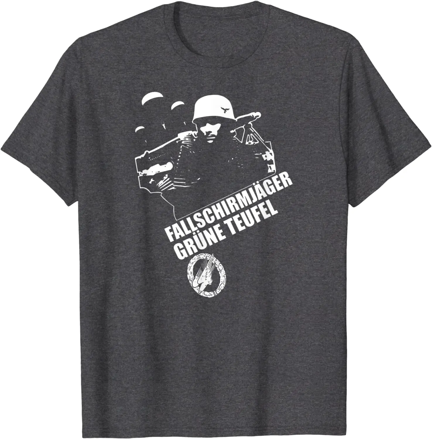 Fallschirmjager GRUNE TUFEL WW2  Paratrooper T Shirt. Short Sleeve 100% Cotton Casual T-shirts Loose Top Size S-3XL