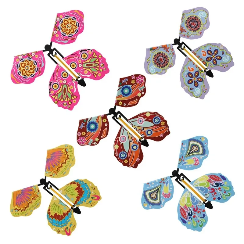 10/20PCS Random Color Magic Flying Butterfly Wind Up Toy Bookmark Internet Celebrity Colorful Butterfly Simulation Party Gift image 6