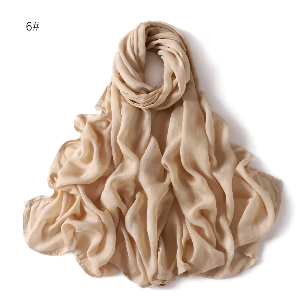 

Cross-border new wide-edge thin Modal monochrome human cotton breathable shawl cotton and linen solid color scarf headscarf