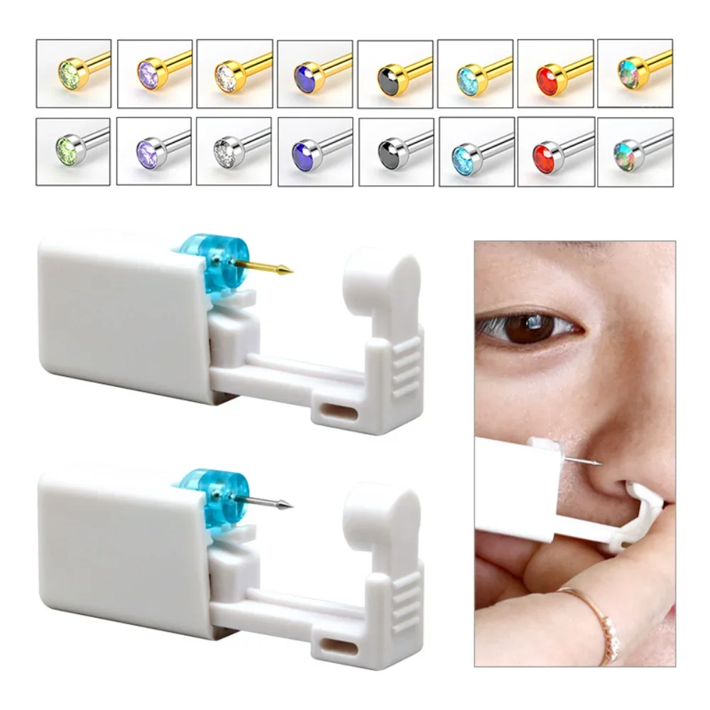 1PCS Disposable Painless Ear Piercing Nose Nail Piercing Gun Healthy Sterile Piercing Tool Ear Gun Safety Body