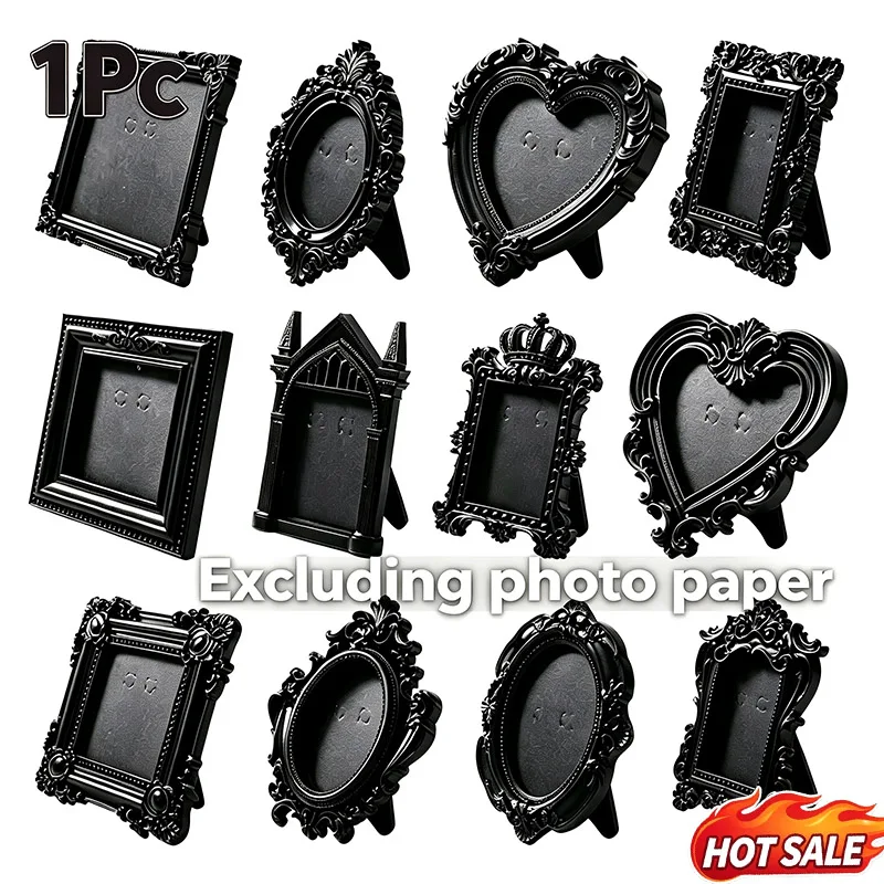 1Pc, Mini Picture Frame Gothic Resin Small Photo Frames Retro Baroque Style 3D Props For Halloween Ghost Festival Scene Set-up