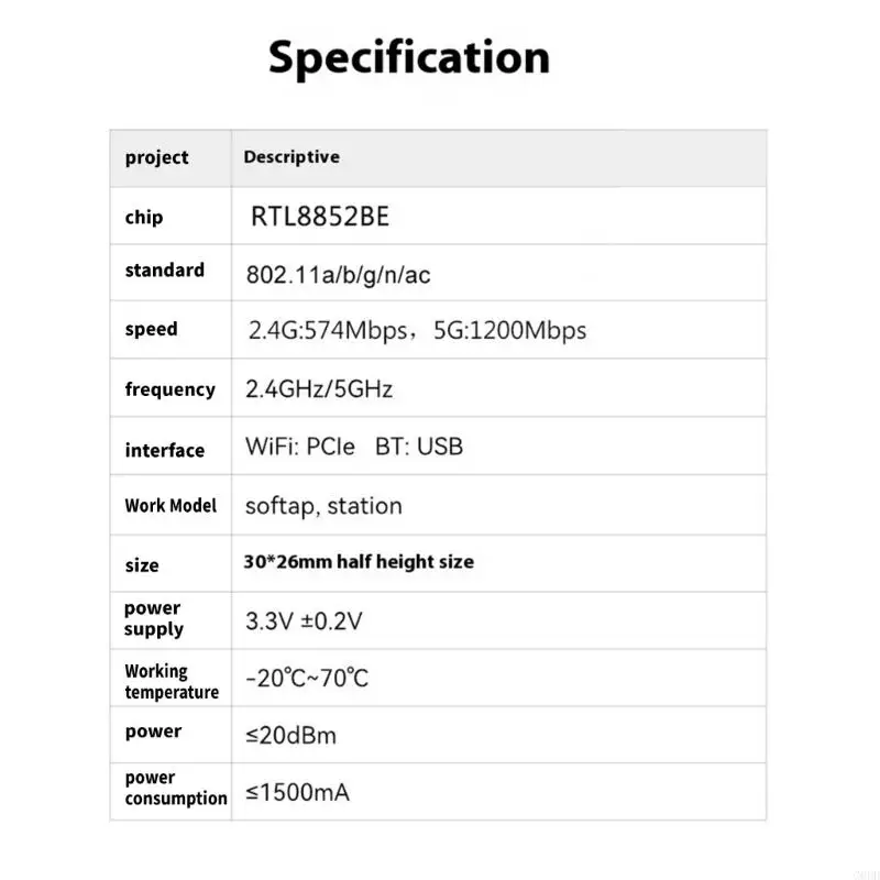 G6DD WiFi 6 محول لاسلكي RTL8852 Chip 2.4+5GHz 1800MBPS بطاقة شبكات سريعة السرعة في الأجهزة المختلفة
