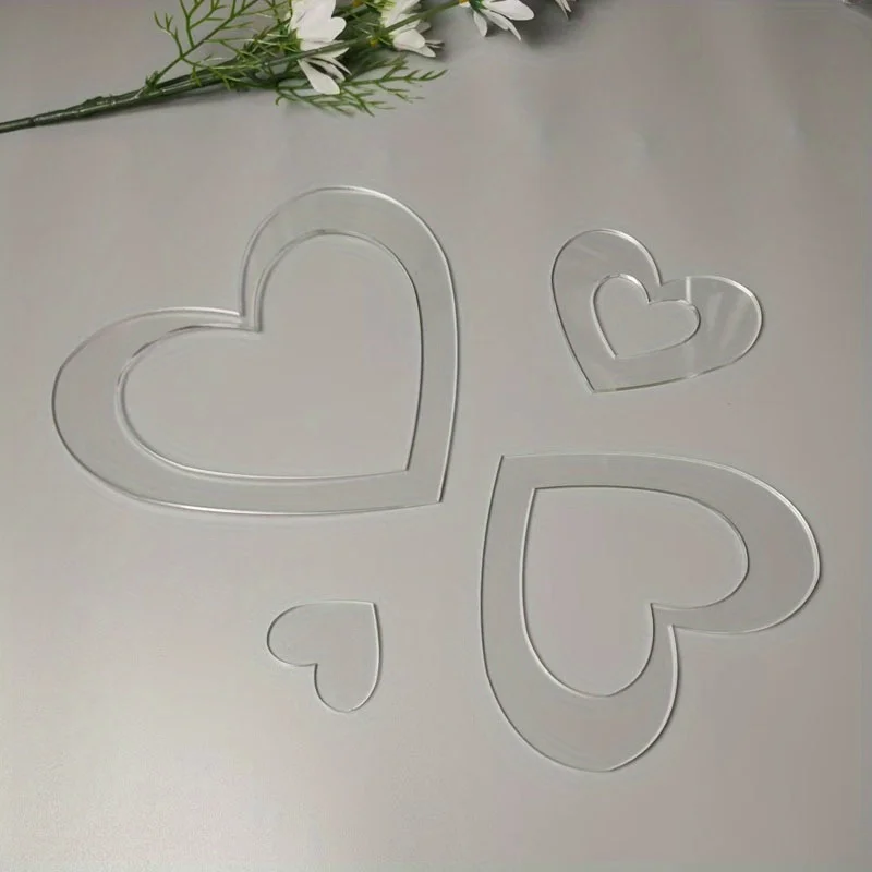 4Pcs Acrylic Nested Heart Quilting Templates Set for DIY Bags Clothes Quilts Pillowcases | Embroidery Crafting Supplies - view 2