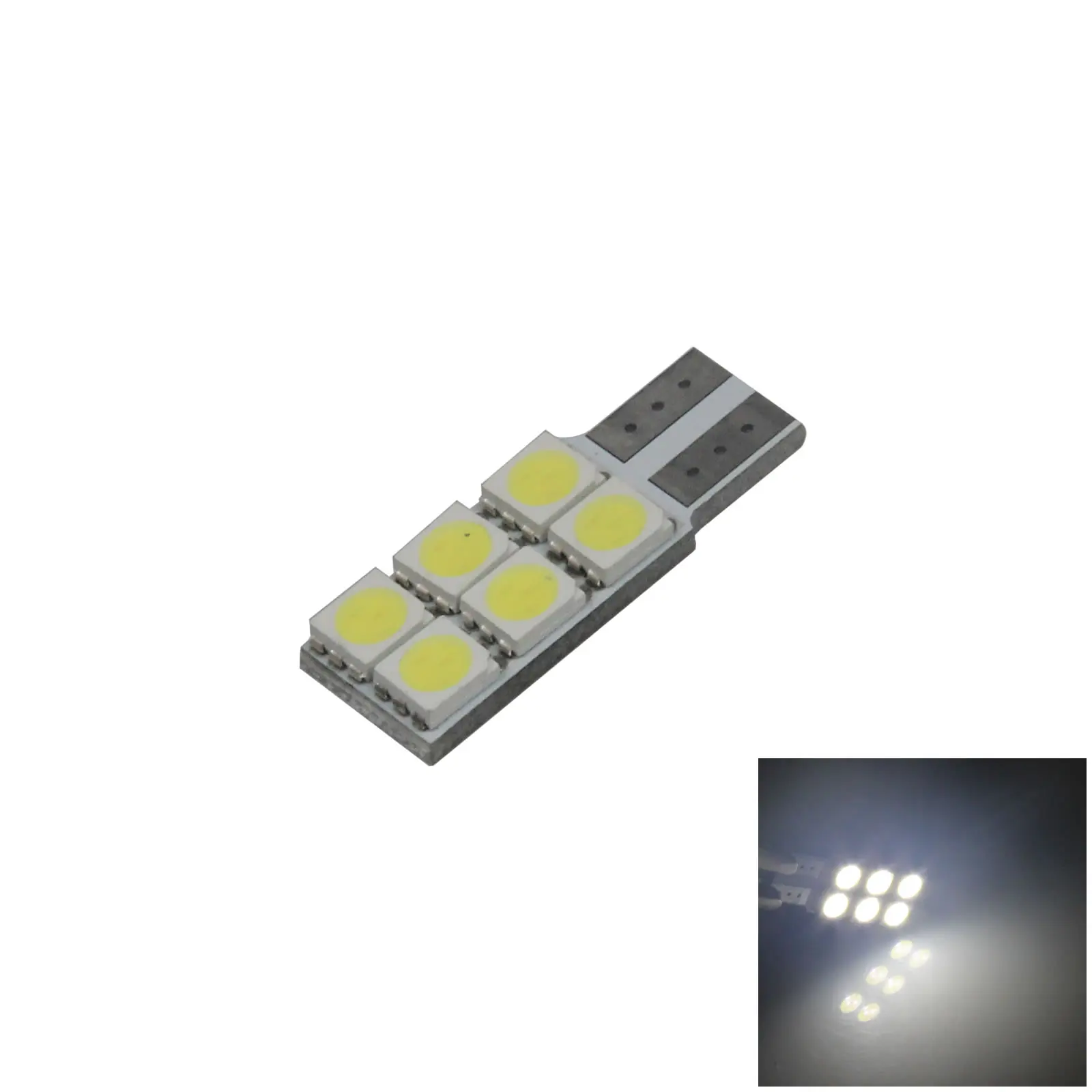 1x White Auto T10 W5W Turn Signal Light Wedge Lamp PCB Non-polar 6 Emitters 5050 SMD LED 657 1250 1251 A104