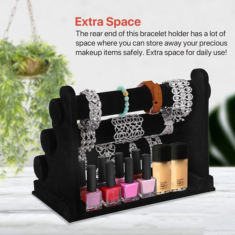 Bracelet Holder With 3-Tier Shelf Jewelry Storage Rack Bracelet Display Stand Organizer For Watches Bracelets Scrunchie