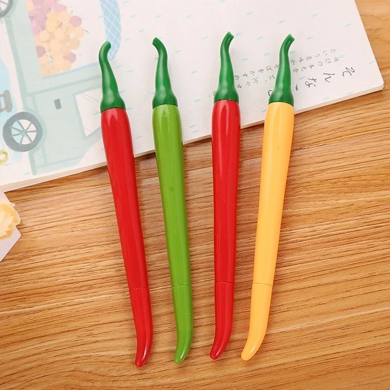 3 Pcs New product creative simulation vegetable pepper gel pen student office stationery cute cartoon syringe pen black refill