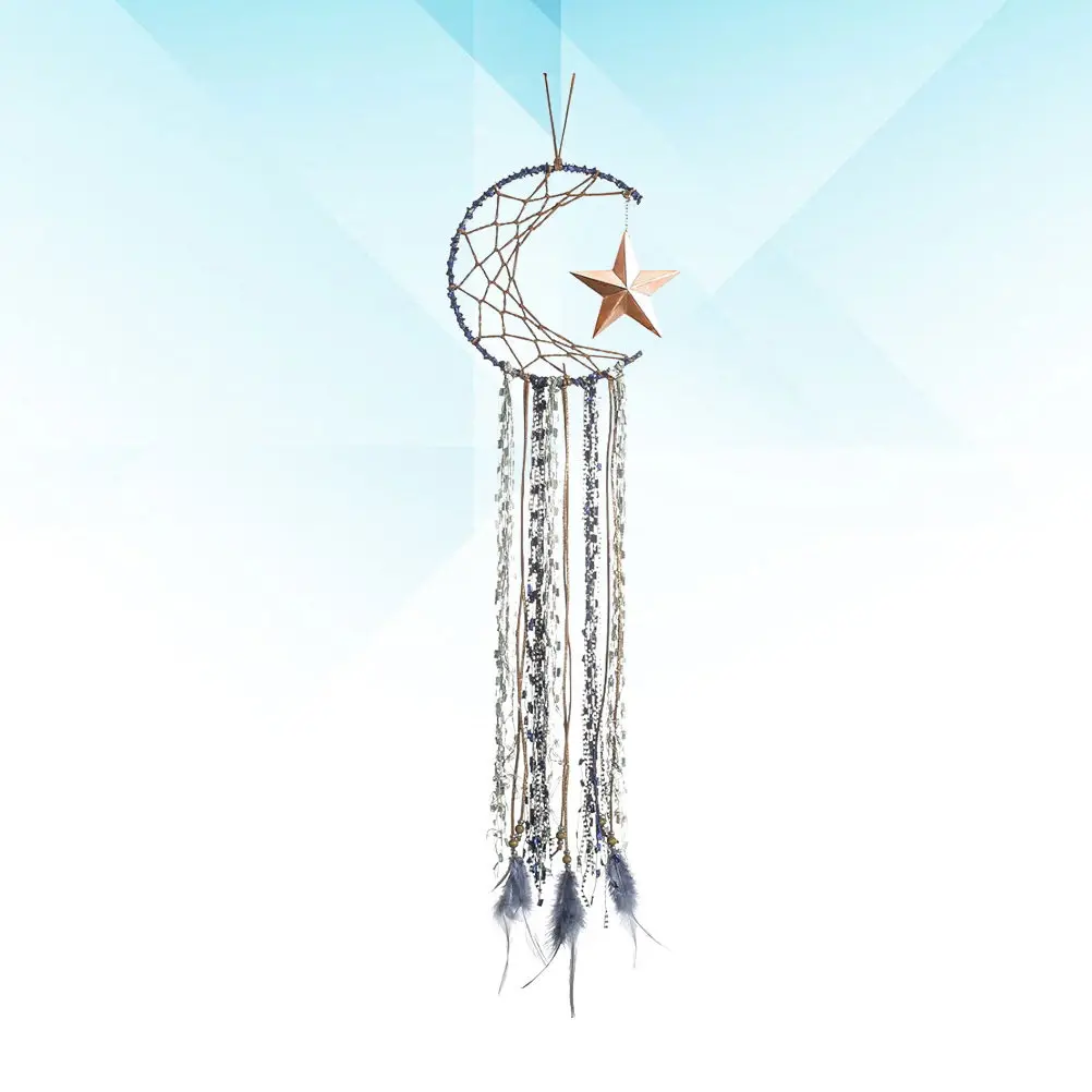 1pc Moon Star Design Golden Dreamcatcher Hanging Decor For Garden Porch Patio Office Home Interior Decoration Hanging Ornament